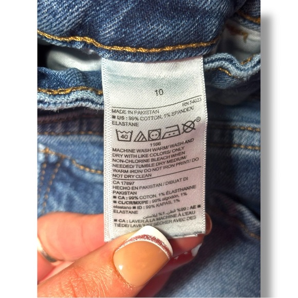 Old Navy Medium Blue Denim Distressed Knees Ankle Length Comfy Wide-Leg Jeans - Picture 11 of 11